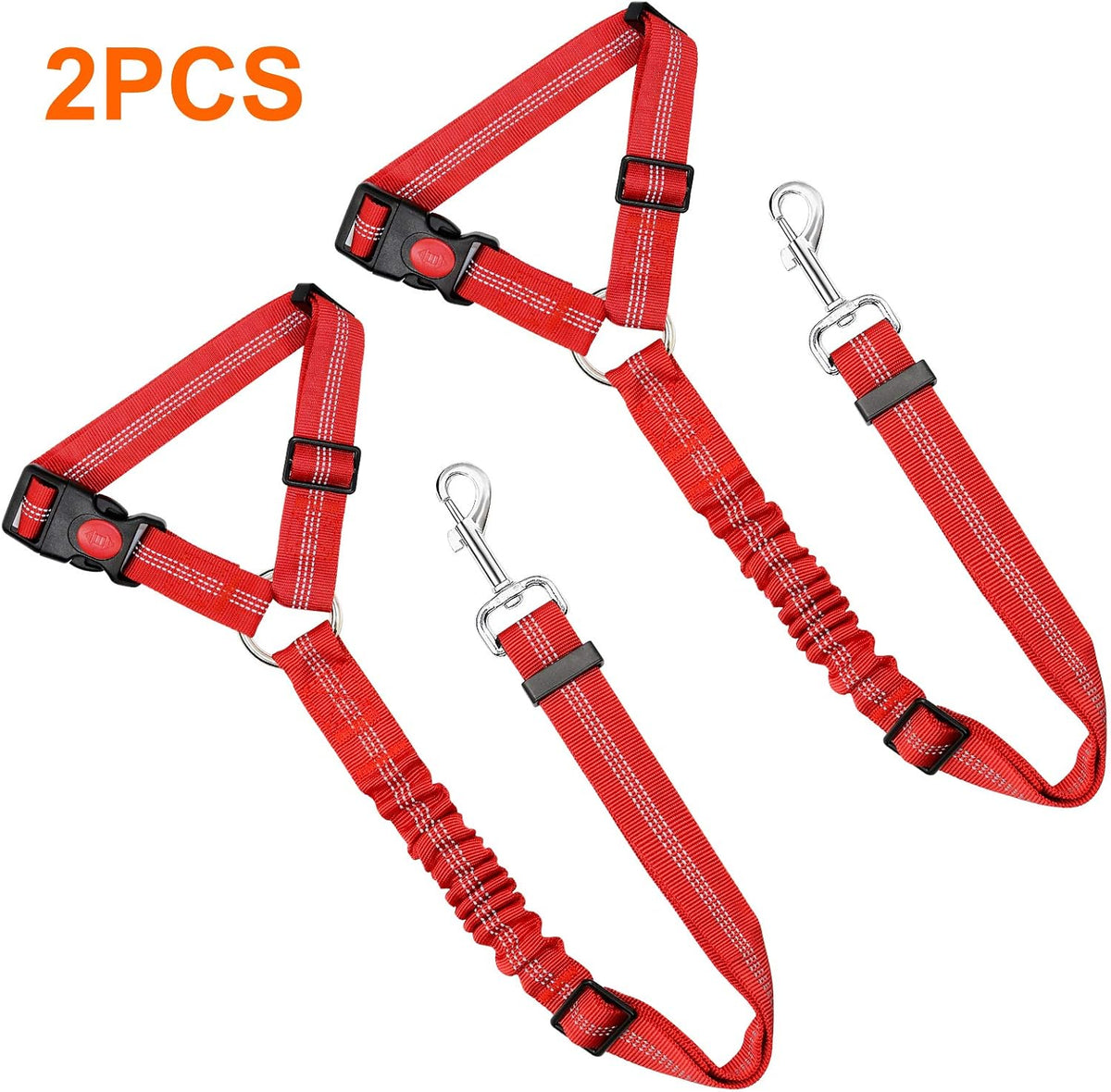 BWOGUE 2 Pack Dog Seat Belt for Car, Headrest Restraint Safety Leads | Headrest Loop for Car Travel, 18-30 in Adjustable, 2-in-1 Seat Belt and Leash, 2 Pack for Dogs and Cats, Use with Dog Harness
