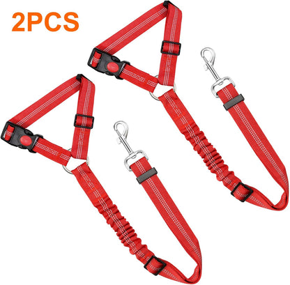 BWOGUE 2 Pack Dog Seat Belt for Car, Headrest Restraint Safety Leads | Headrest Loop for Car Travel, 18-30 in Adjustable, 2-in-1 Seat Belt and Leash, 2 Pack for Dogs and Cats, Use with Dog Harness