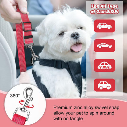 BWOGUE 2 Pack Dog Seat Belt for Car, Headrest Restraint Safety Leads | Headrest Loop for Car Travel, 18-30 in Adjustable, 2-in-1 Seat Belt and Leash, 2 Pack for Dogs and Cats, Use with Dog Harness