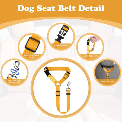 BWOGUE 2 Pack Dog Seat Belt for Car, Headrest Restraint Safety Leads | Headrest Loop for Car Travel, 18-30 in Adjustable, 2-in-1 Seat Belt and Leash, 2 Pack for Dogs and Cats, Use with Dog Harness