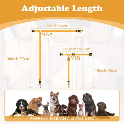 BWOGUE 2 Pack Dog Seat Belt for Car, Headrest Restraint Safety Leads | Headrest Loop for Car Travel, 18-30 in Adjustable, 2-in-1 Seat Belt and Leash, 2 Pack for Dogs and Cats, Use with Dog Harness