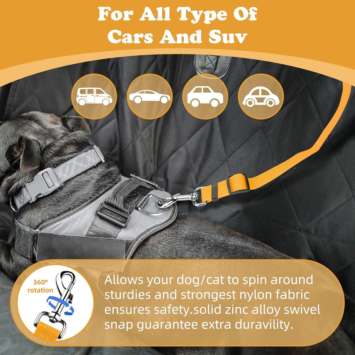 BWOGUE 2 Pack Dog Seat Belt for Car, Headrest Restraint Safety Leads | Headrest Loop for Car Travel, 18-30 in Adjustable, 2-in-1 Seat Belt and Leash, 2 Pack for Dogs and Cats, Use with Dog Harness
