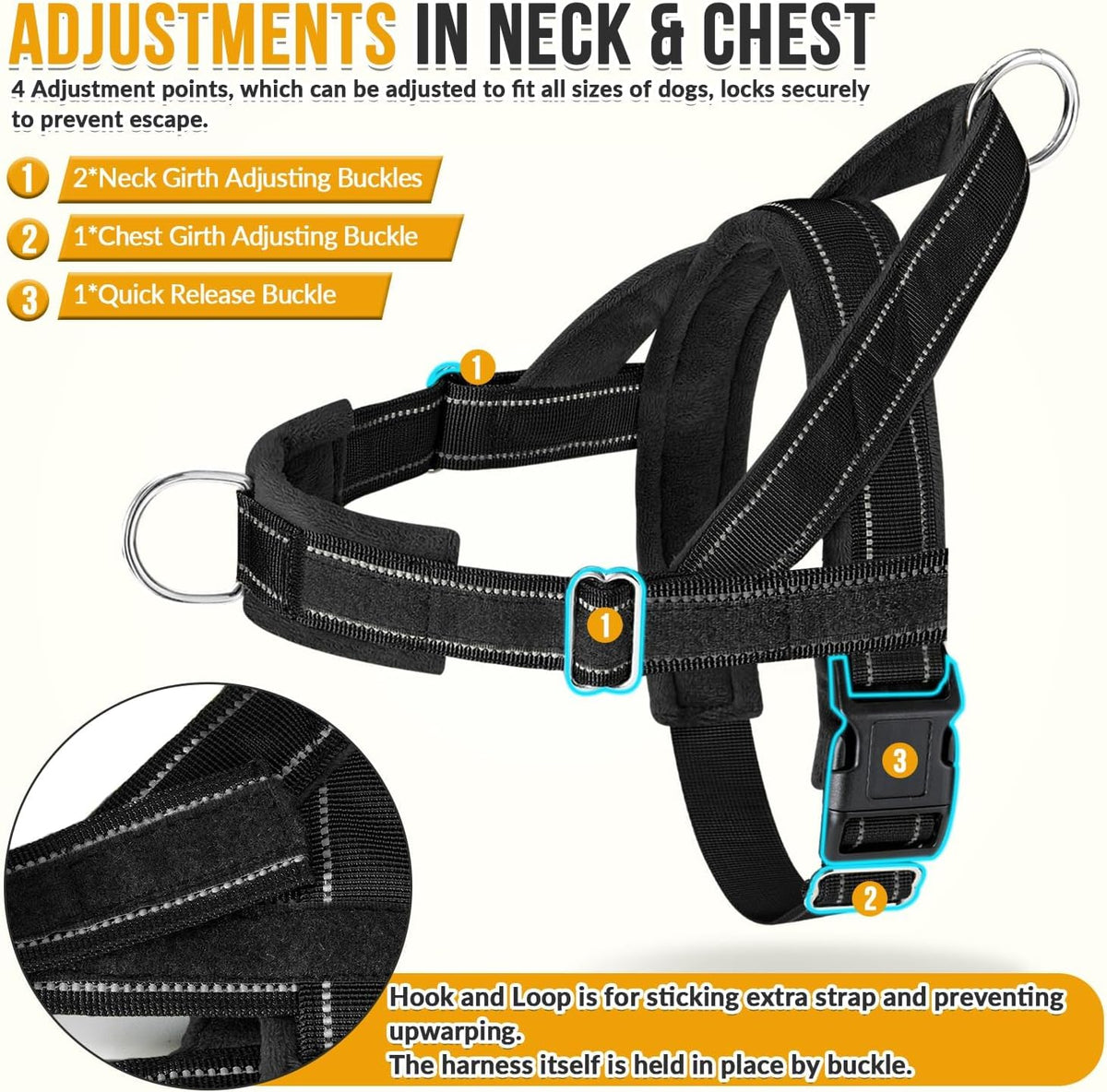 No Pull Dog Harness and Leash Set, Soft Padded for Large Medium Dog