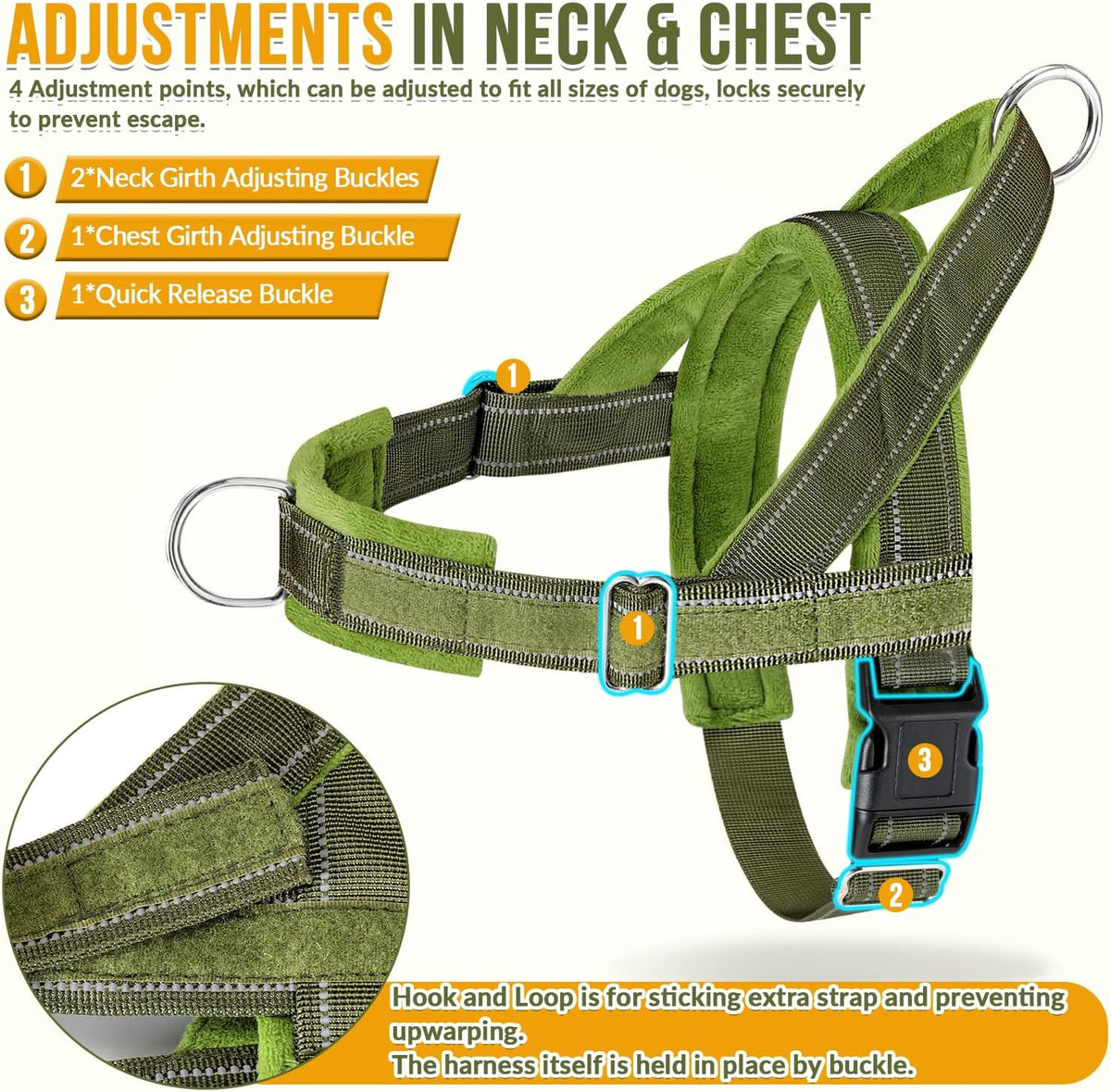 No Pull Dog Harness and Leash Set, Soft Padded for Large Medium Dog