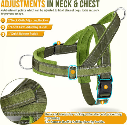No Pull Dog Harness and Leash Set, Soft Padded for Large Medium Dog