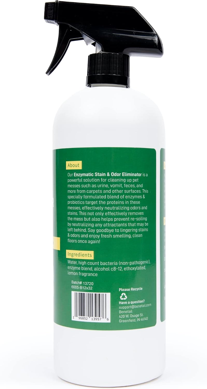 Enzymatic Cleaner for Dog & Cat Urine, Stain & Odor Remover, 32oz