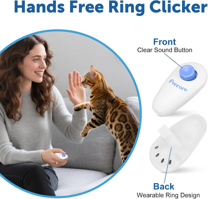 Cat Training Clicker Kit – Includes Finger Clicker and Target Stick – Perfect for Positive Reinforcement, Behavior & Obedience Training Indoors & Outdoors – Suitable for Dogs, Birds & Small Pets