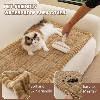 Couch Cover for Dogs Washable, Non Slip Soft Cozy Brown