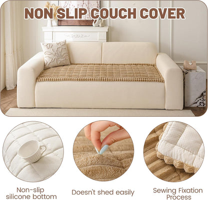 Couch Cover for Dogs Washable, Non Slip Soft Cozy Brown