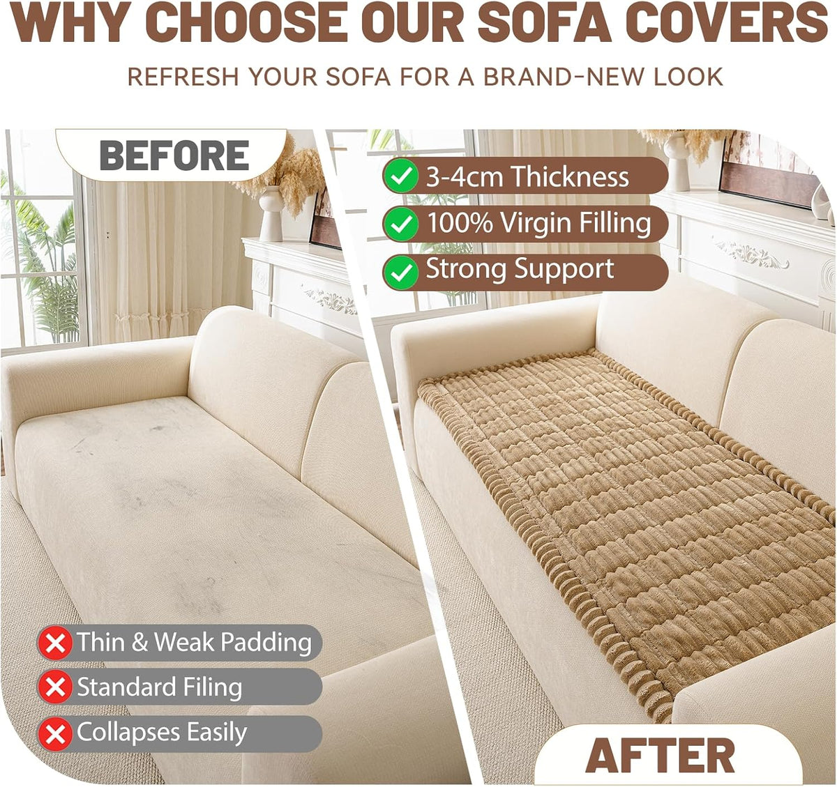 Couch Cover for Dogs Washable, Non Slip Soft Cozy Brown