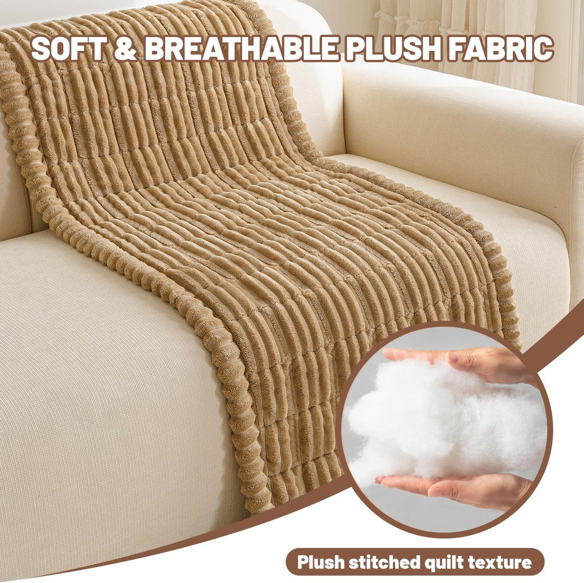 Couch Cover for Dogs Washable, Non Slip Soft Cozy Brown