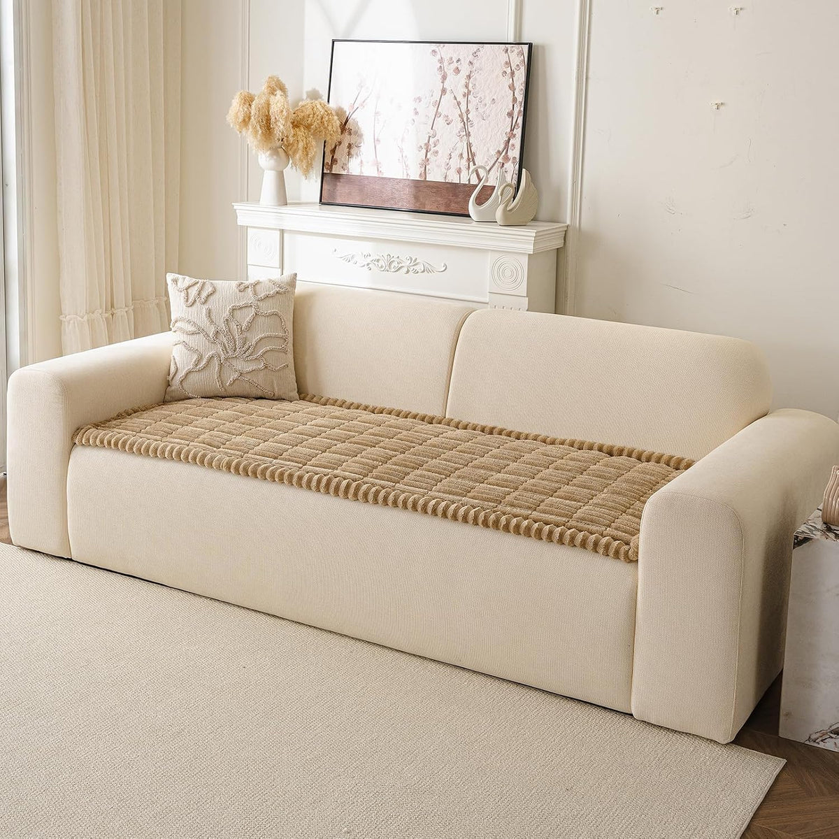 Couch Cover for Dogs Washable, Non Slip Soft Cozy Brown