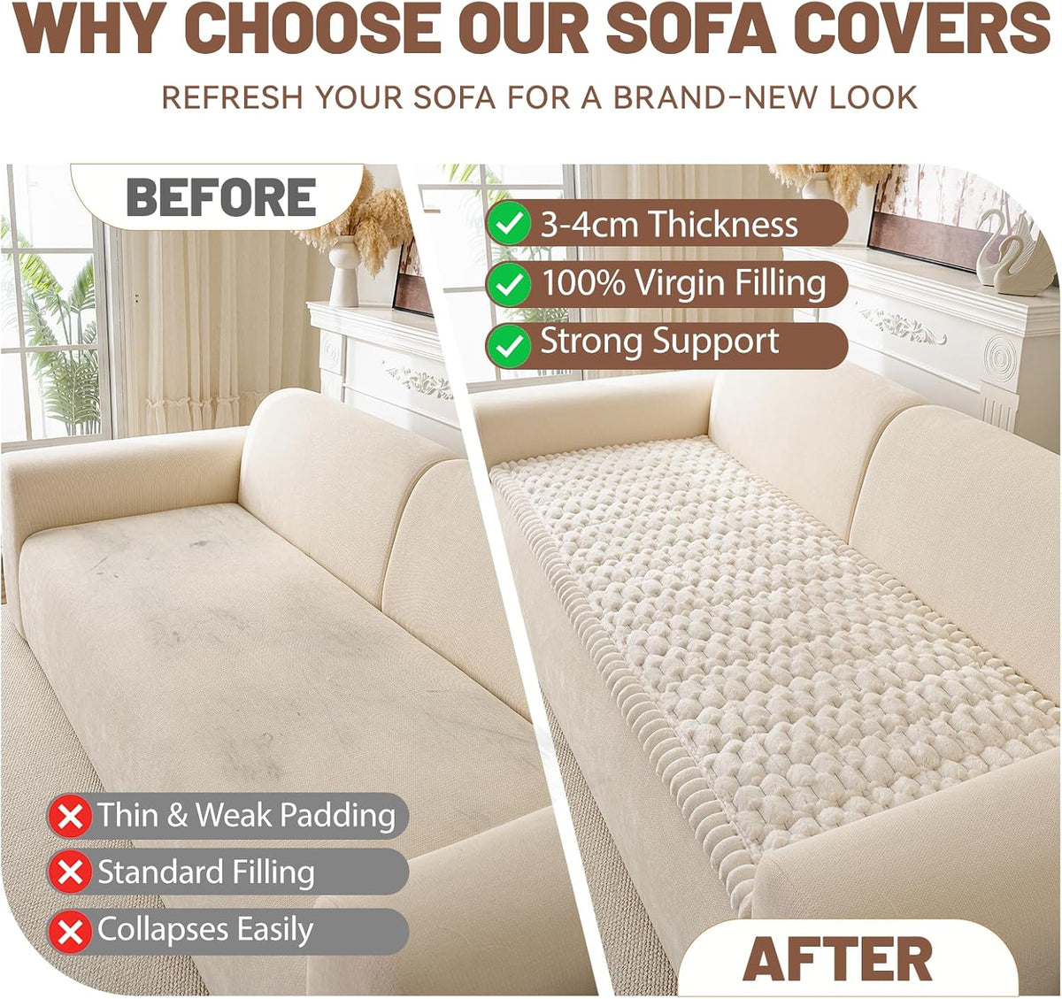 Couch Cover for Dogs Washable, Non Slip Soft Cozy Brown