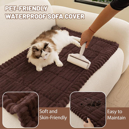 Couch Cover for Dogs Washable, Non Slip Soft Cozy Brown