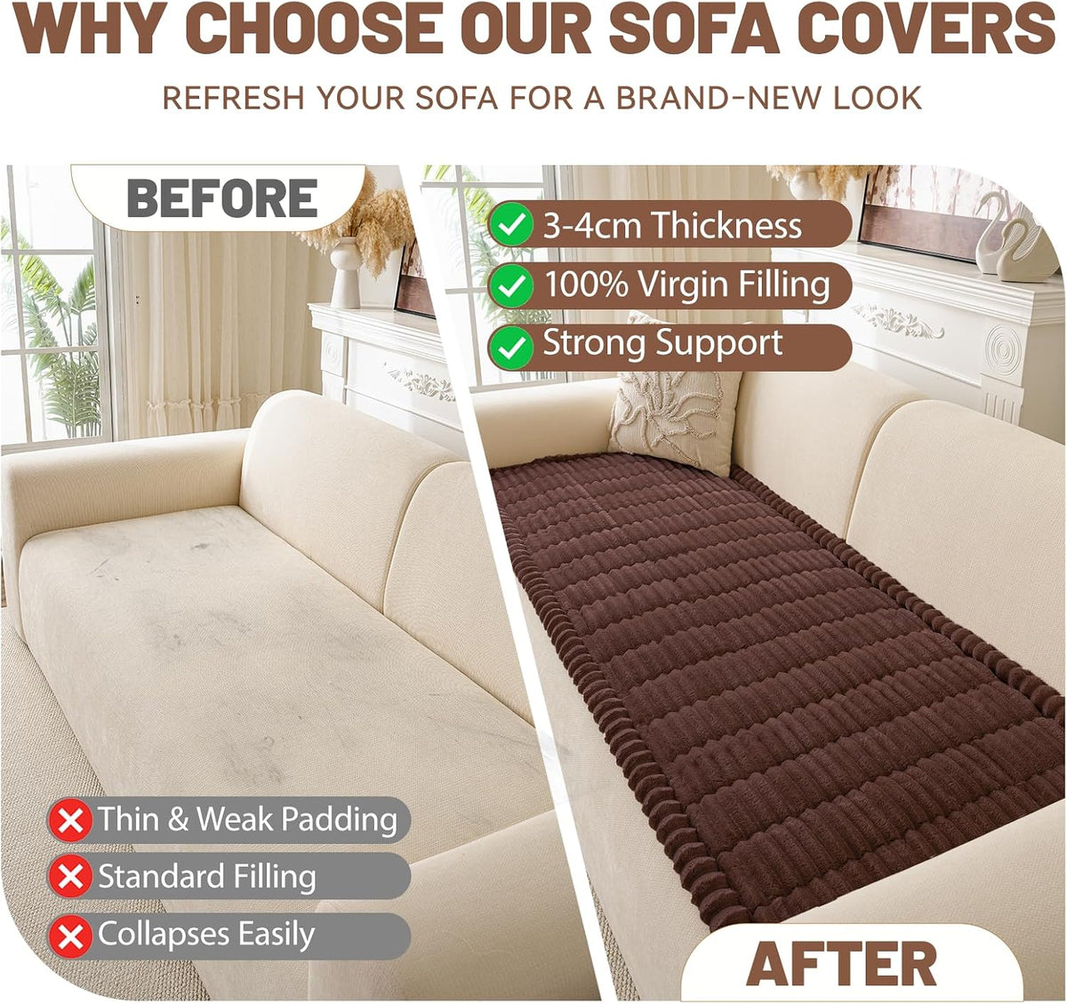 Couch Cover for Dogs Washable, Non Slip Soft Cozy Brown
