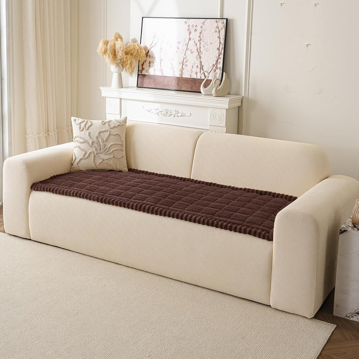 Couch Cover for Dogs Washable, Non Slip Soft Cozy Brown