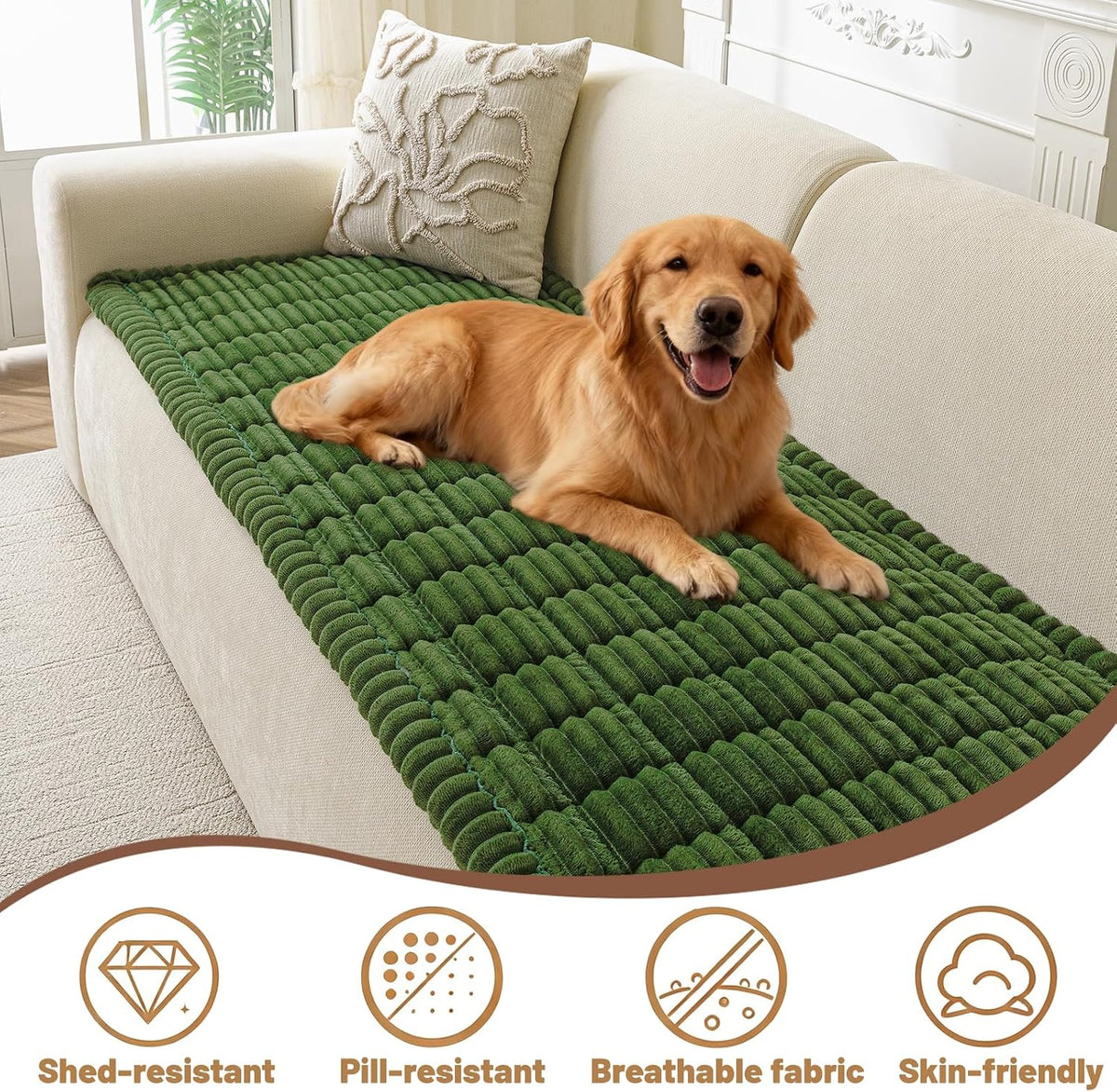Couch Cover for Dogs Washable, Non Slip Soft Cozy Brown