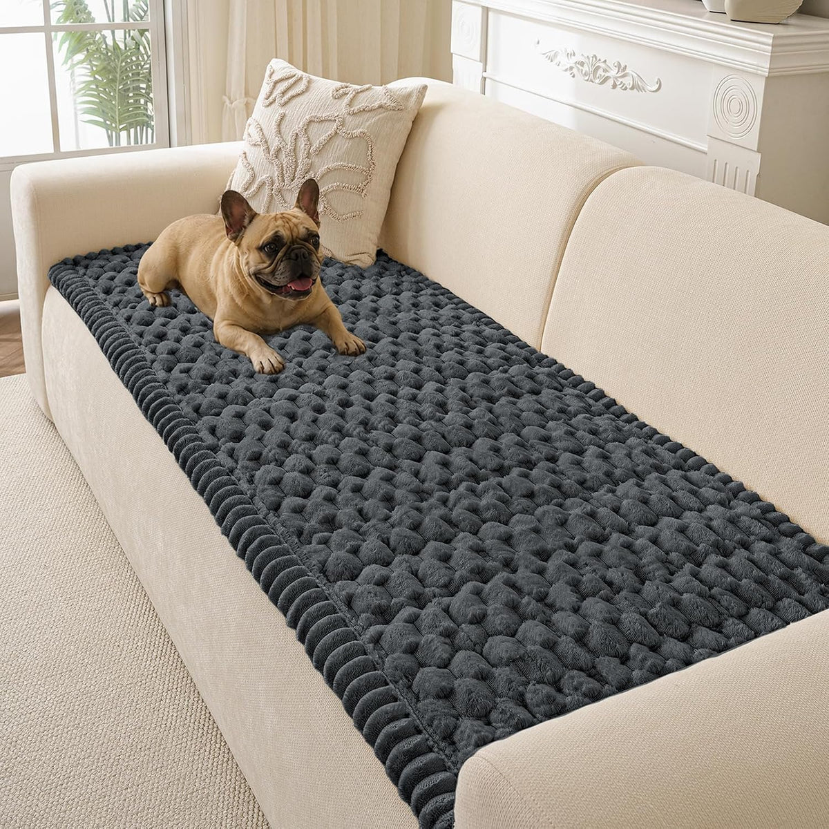 Couch Cover for Dogs Washable, Non Slip Soft Cozy Brown