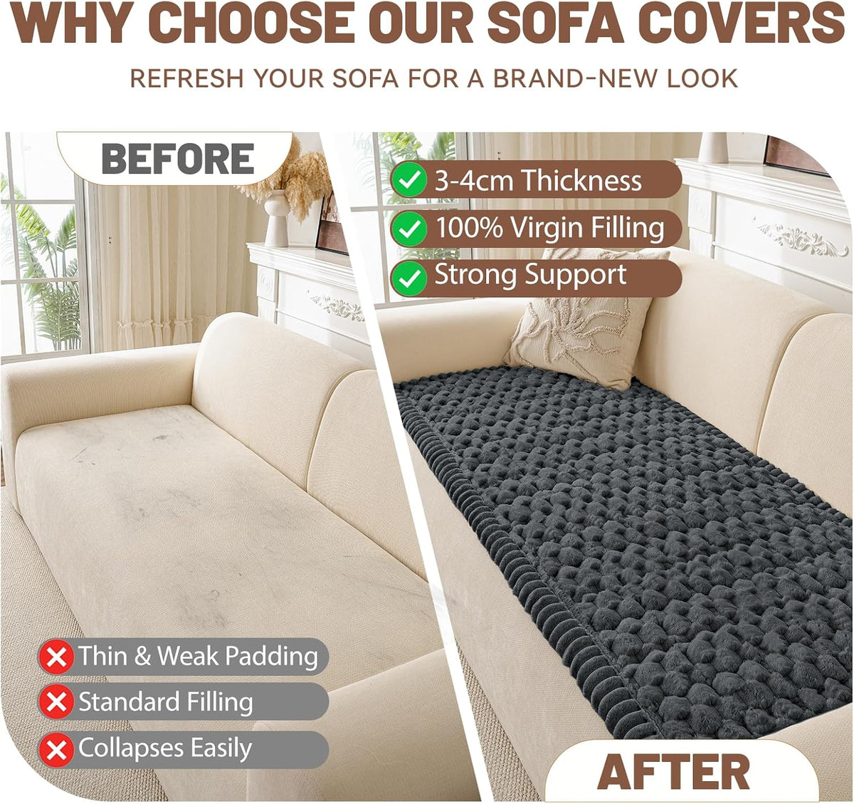 Couch Cover for Dogs Washable, Non Slip Soft Cozy Brown