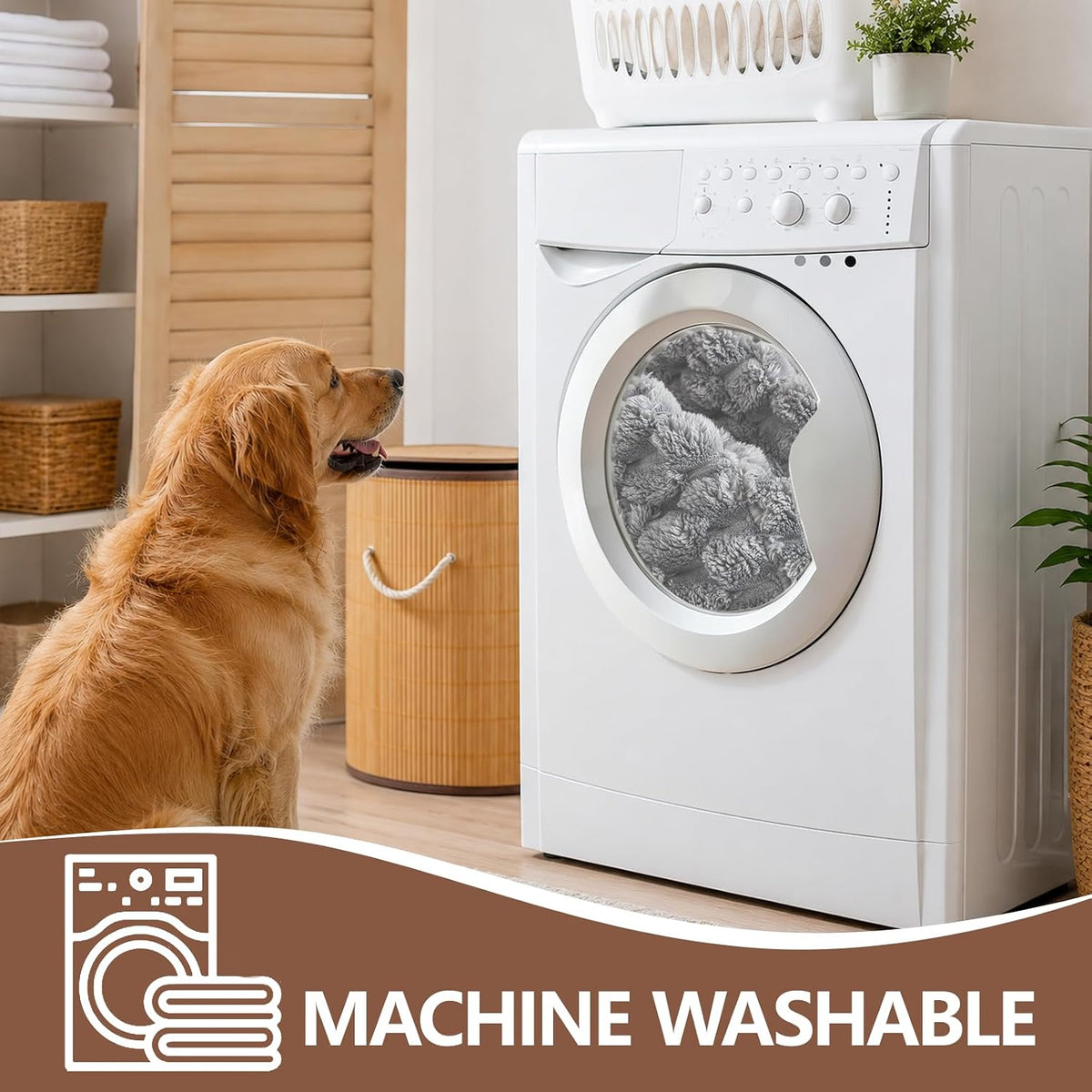 Couch Cover for Dogs Washable, Non Slip Soft Cozy Brown