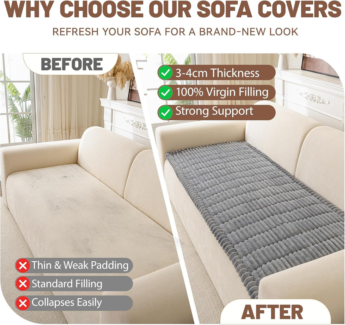 Couch Cover for Dogs Washable, Non Slip Soft Cozy Brown