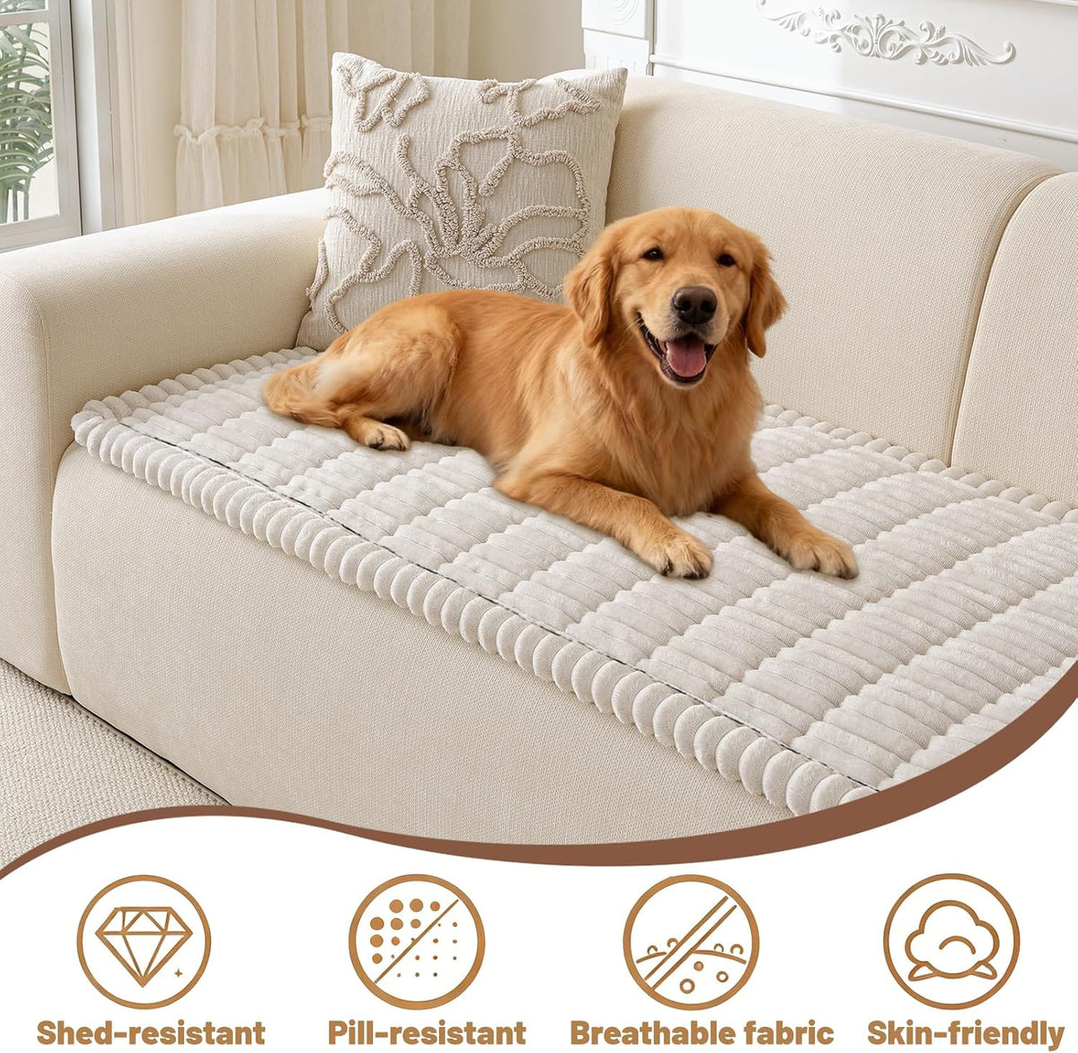 Couch Cover for Dogs Washable, Non Slip Soft Cozy Brown