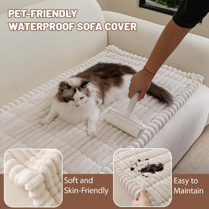 Couch Cover for Dogs Washable, Non Slip Soft Cozy Brown