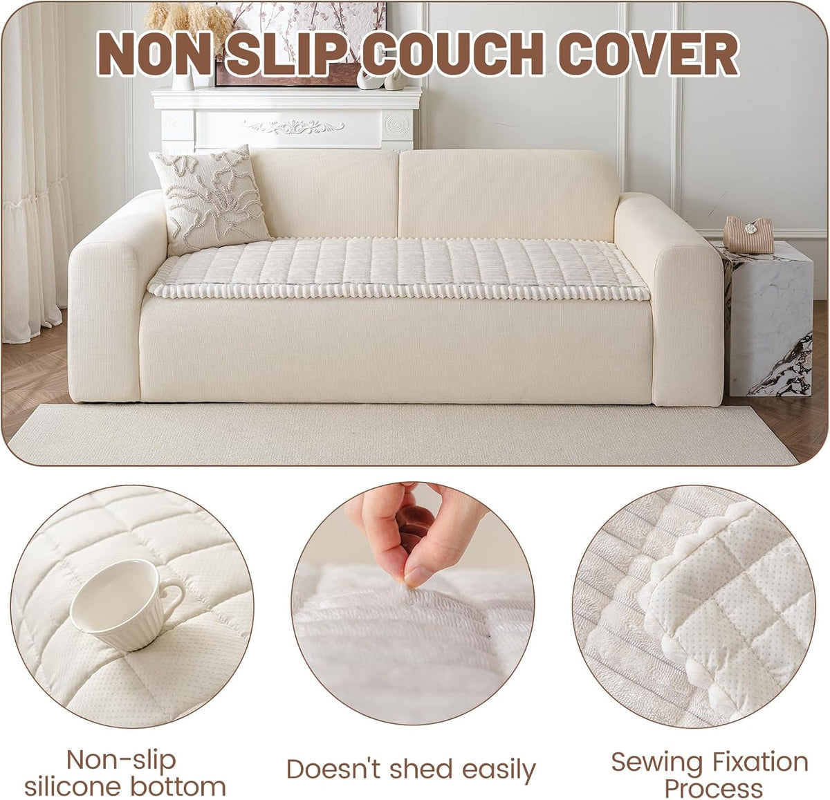 Couch Cover for Dogs Washable, Non Slip Soft Cozy Brown