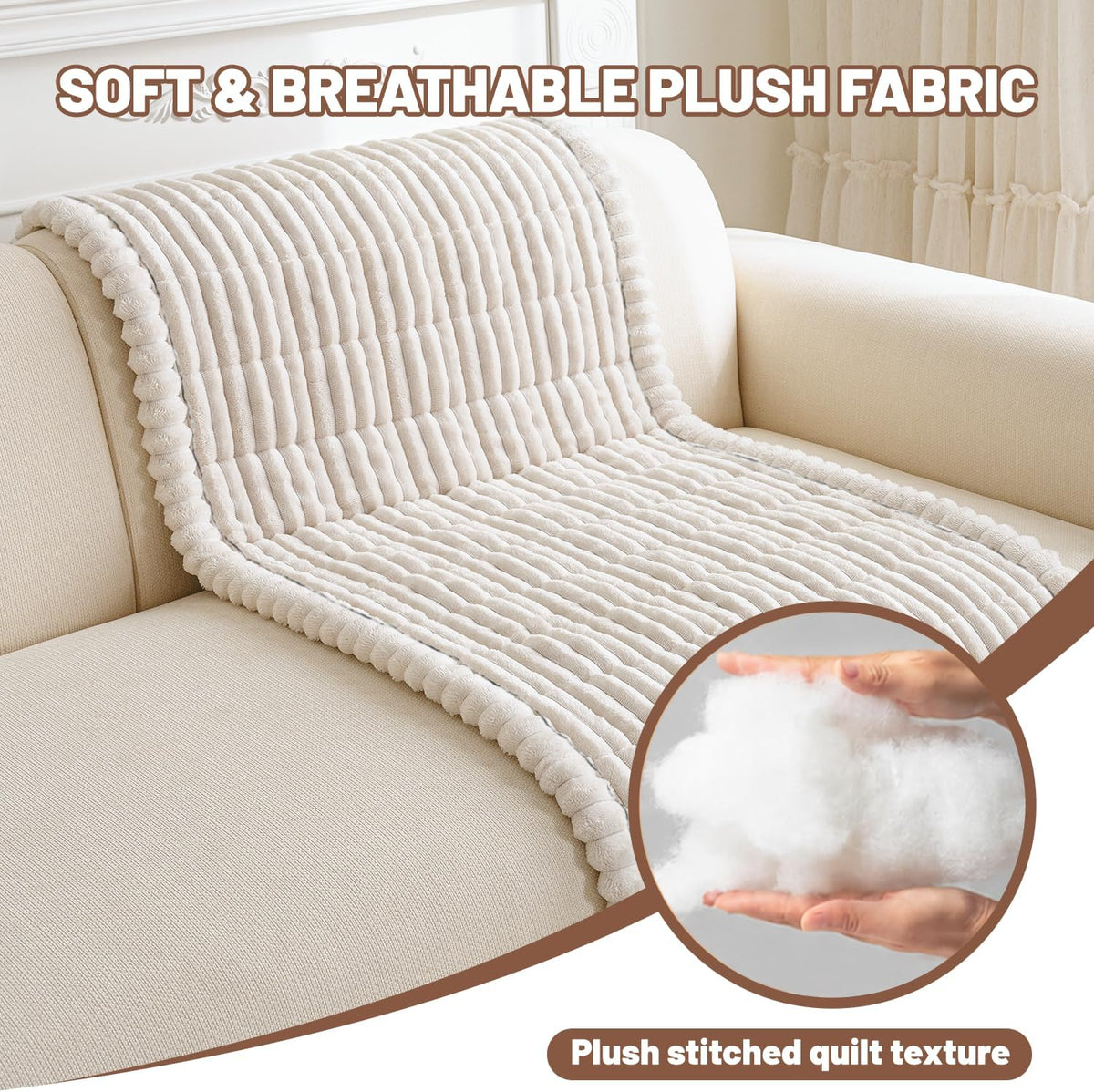 Couch Cover for Dogs Washable, Non Slip Soft Cozy Brown