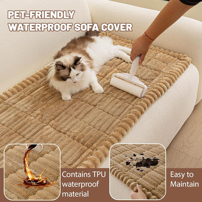 Couch Cover for Dogs Washable, Non Slip Soft Cozy Brown