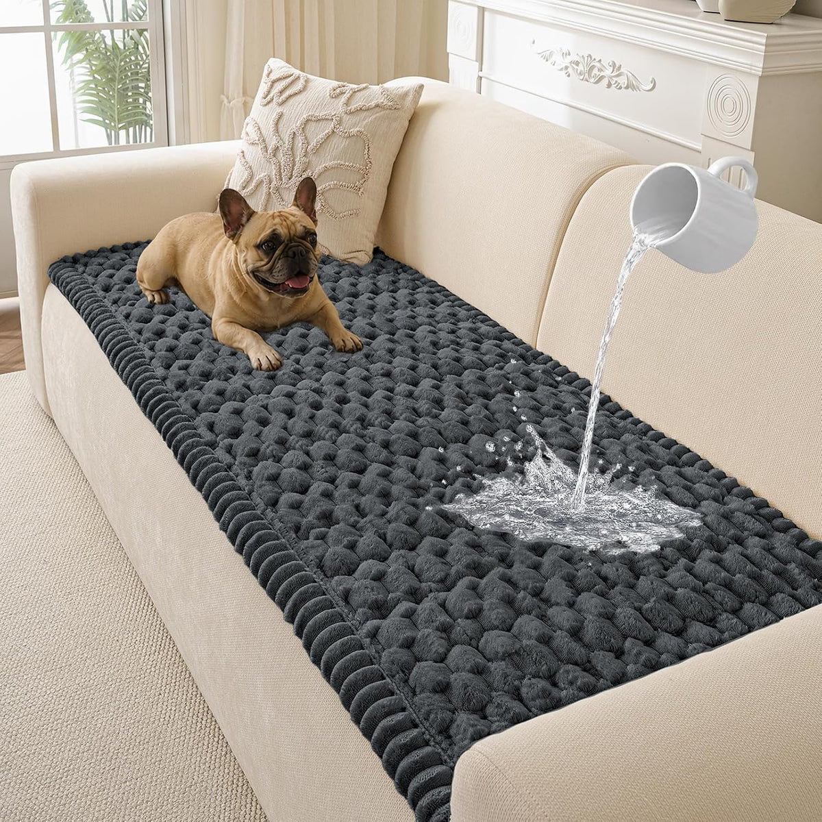 Couch Cover for Dogs Washable, Non Slip Soft Cozy Brown
