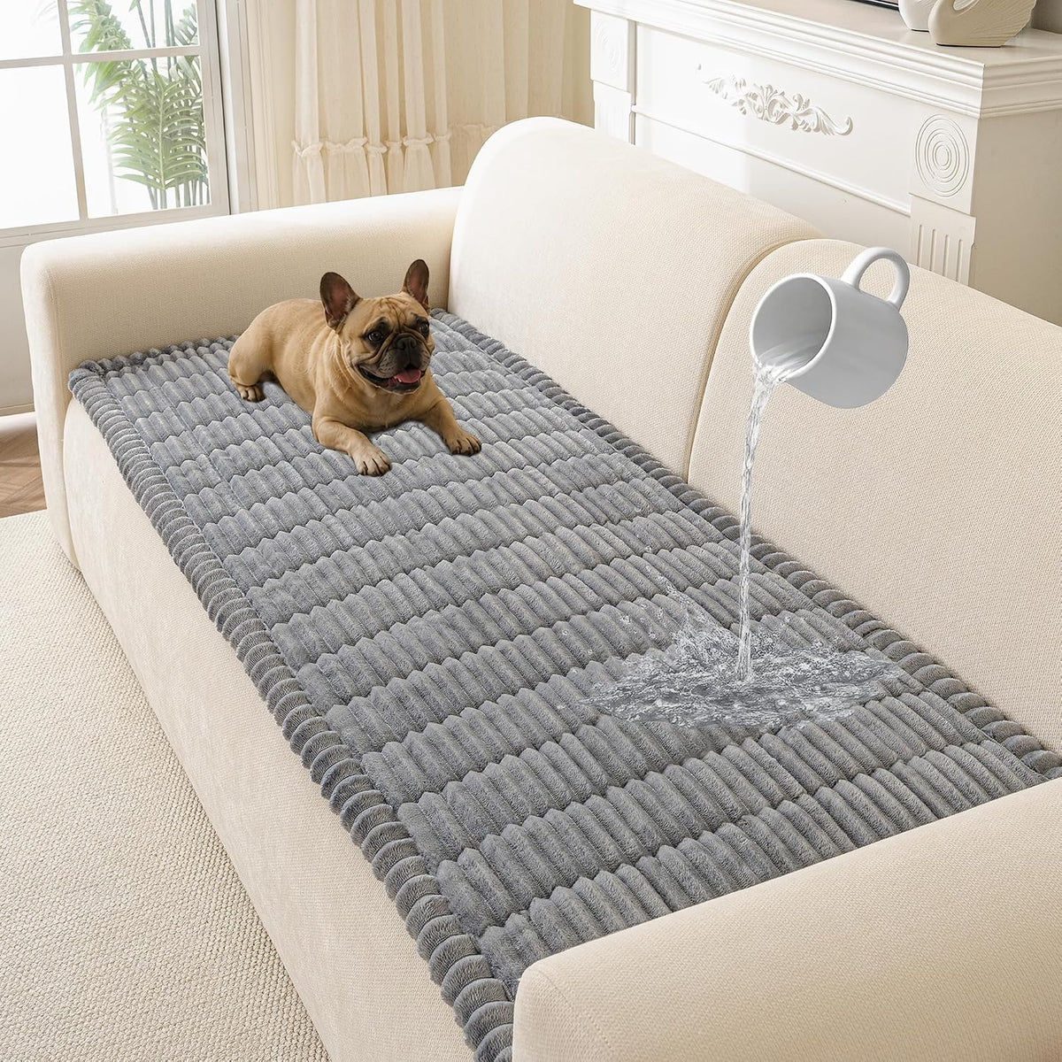 Couch Cover for Dogs Washable, Non Slip Soft Cozy Brown