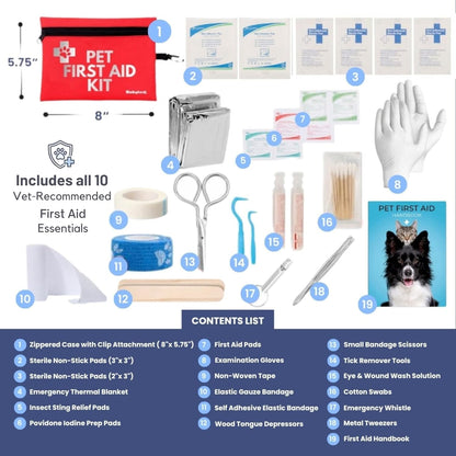 Dog First Aid Kit - Vet-Approved Emergency Kit for Dogs & Cats - Essential