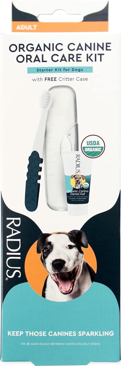 RADIUS USDA Organic Dental Solutions Puppy Kit 1 Unit, 1 Dog Toothbrush & 1 0.8oz Toothpaste, Ultra Soft Bristle & Non Toxic Toothpaste for Dogs, Designed to Clean Teeth, Xylitol Free