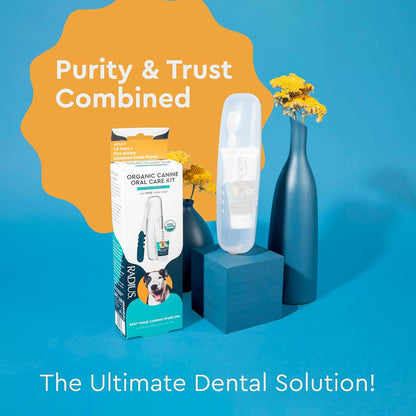 RADIUS USDA Organic Dental Solutions Puppy Kit 1 Unit, 1 Dog Toothbrush & 1 0.8oz Toothpaste, Ultra Soft Bristle & Non Toxic Toothpaste for Dogs, Designed to Clean Teeth, Xylitol Free