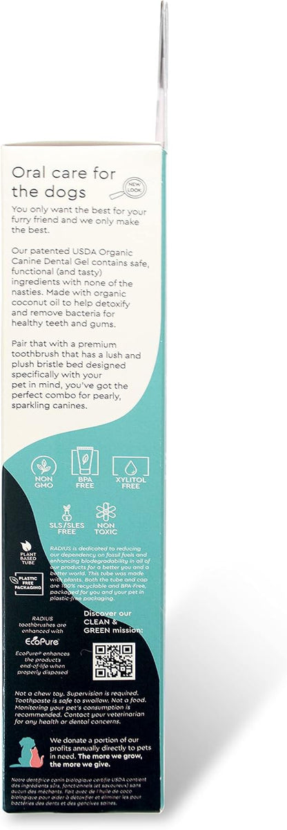 RADIUS USDA Organic Dental Solutions Puppy Kit 1 Unit, 1 Dog Toothbrush & 1 0.8oz Toothpaste, Ultra Soft Bristle & Non Toxic Toothpaste for Dogs, Designed to Clean Teeth, Xylitol Free