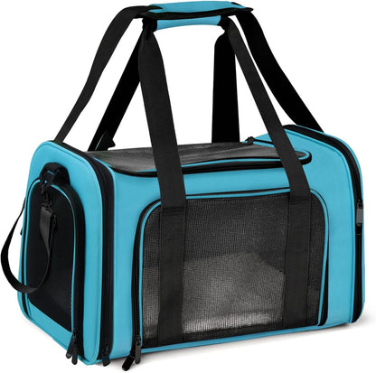 Cat Carriers Dog Carrier Pet Carrier for Small / Medium Cats Dogs Puppies (Up To 15lbs), TSA Airline Approved Small Dog Carrier Soft Sided, Collapsible Waterproof Travel Puppy Carrier -Black