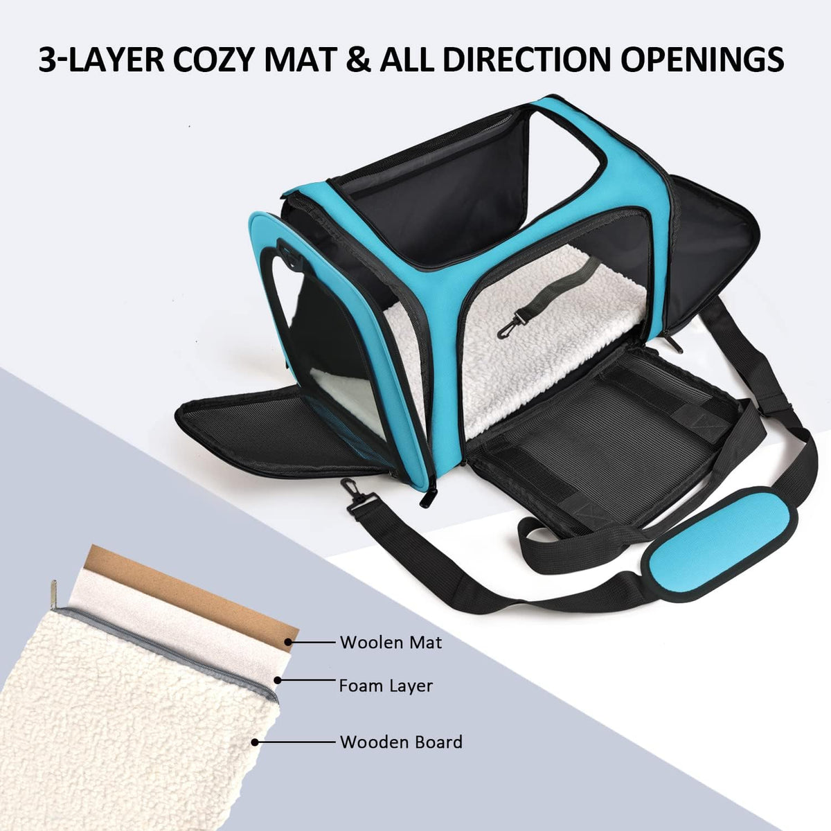 Cat Carriers Dog Carrier Pet Carrier for Small / Medium Cats Dogs Puppies (Up To 15lbs), TSA Airline Approved Small Dog Carrier Soft Sided, Collapsible Waterproof Travel Puppy Carrier -Black