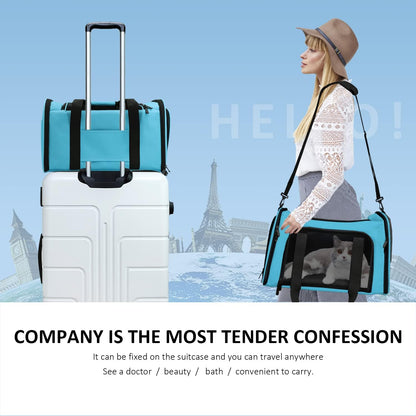 Cat Carriers Dog Carrier Pet Carrier for Small / Medium Cats Dogs Puppies (Up To 15lbs), TSA Airline Approved Small Dog Carrier Soft Sided, Collapsible Waterproof Travel Puppy Carrier -Black