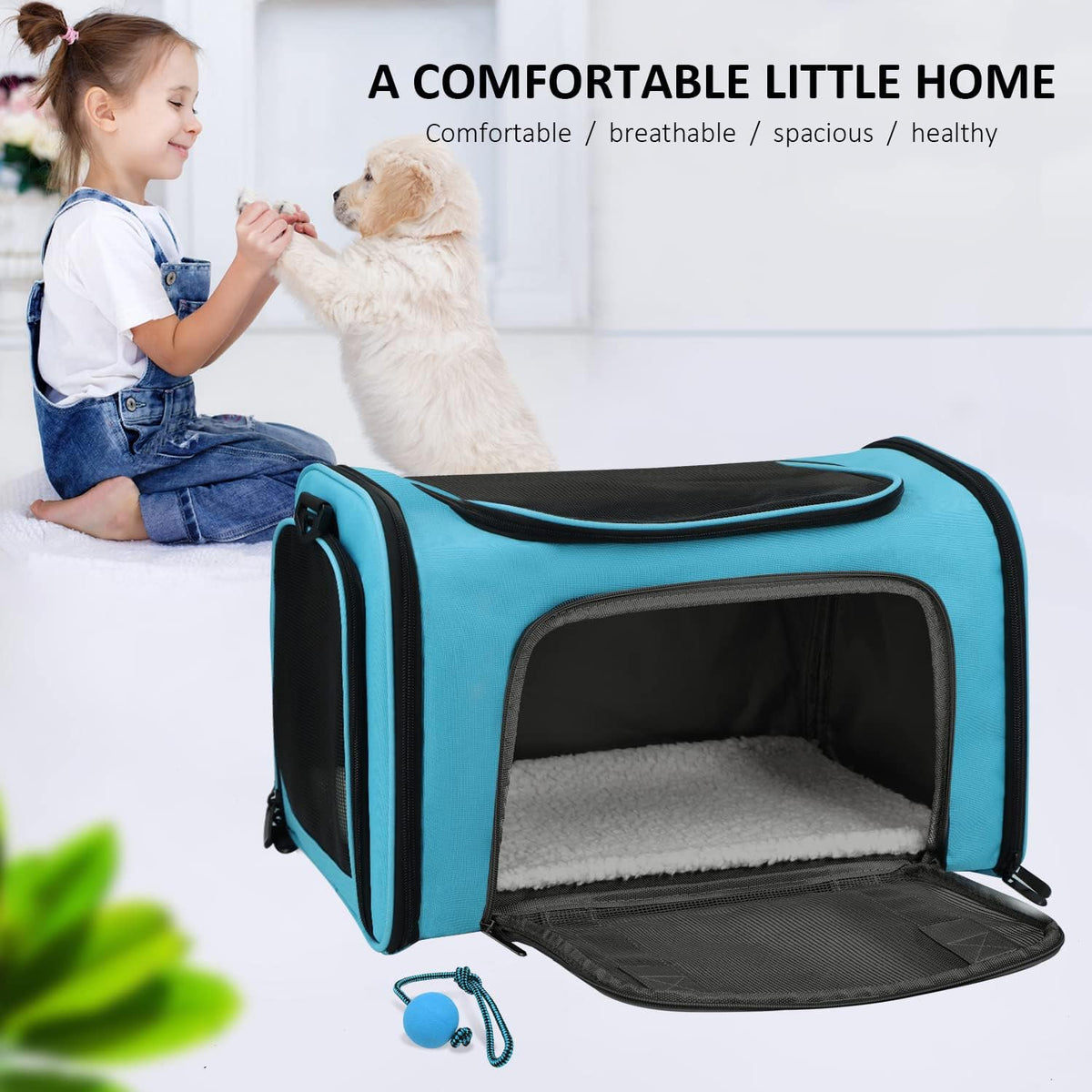 Cat Carriers Dog Carrier Pet Carrier for Small / Medium Cats Dogs Puppies (Up To 15lbs), TSA Airline Approved Small Dog Carrier Soft Sided, Collapsible Waterproof Travel Puppy Carrier -Black