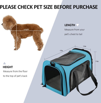 Cat Carriers Dog Carrier Pet Carrier for Small / Medium Cats Dogs Puppies (Up To 15lbs), TSA Airline Approved Small Dog Carrier Soft Sided, Collapsible Waterproof Travel Puppy Carrier -Black