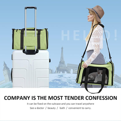 Cat Carriers Dog Carrier Pet Carrier for Small / Medium Cats Dogs Puppies (Up To 15lbs), TSA Airline Approved Small Dog Carrier Soft Sided, Collapsible Waterproof Travel Puppy Carrier -Black