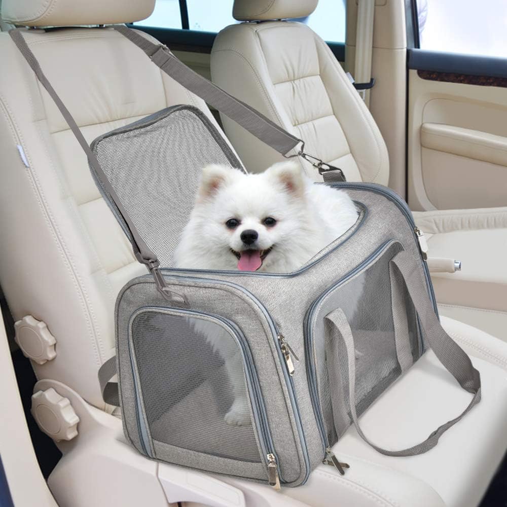 Cat Carriers Dog Carrier Pet Carrier for Small / Medium Cats Dogs Puppies (Up To 15lbs), TSA Airline Approved Small Dog Carrier Soft Sided, Collapsible Waterproof Travel Puppy Carrier -Black