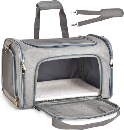 Cat Carriers Dog Carrier Pet Carrier for Small / Medium Cats Dogs Puppies (Up To 15lbs), TSA Airline Approved Small Dog Carrier Soft Sided, Collapsible Waterproof Travel Puppy Carrier -Black
