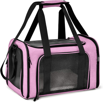 Cat Carriers Dog Carrier Pet Carrier for Small / Medium Cats Dogs Puppies (Up To 15lbs), TSA Airline Approved Small Dog Carrier Soft Sided, Collapsible Waterproof Travel Puppy Carrier -Black