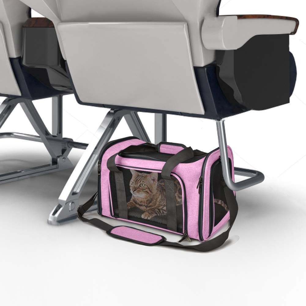 Cat Carriers Dog Carrier Pet Carrier for Small / Medium Cats Dogs Puppies (Up To 15lbs), TSA Airline Approved Small Dog Carrier Soft Sided, Collapsible Waterproof Travel Puppy Carrier -Black