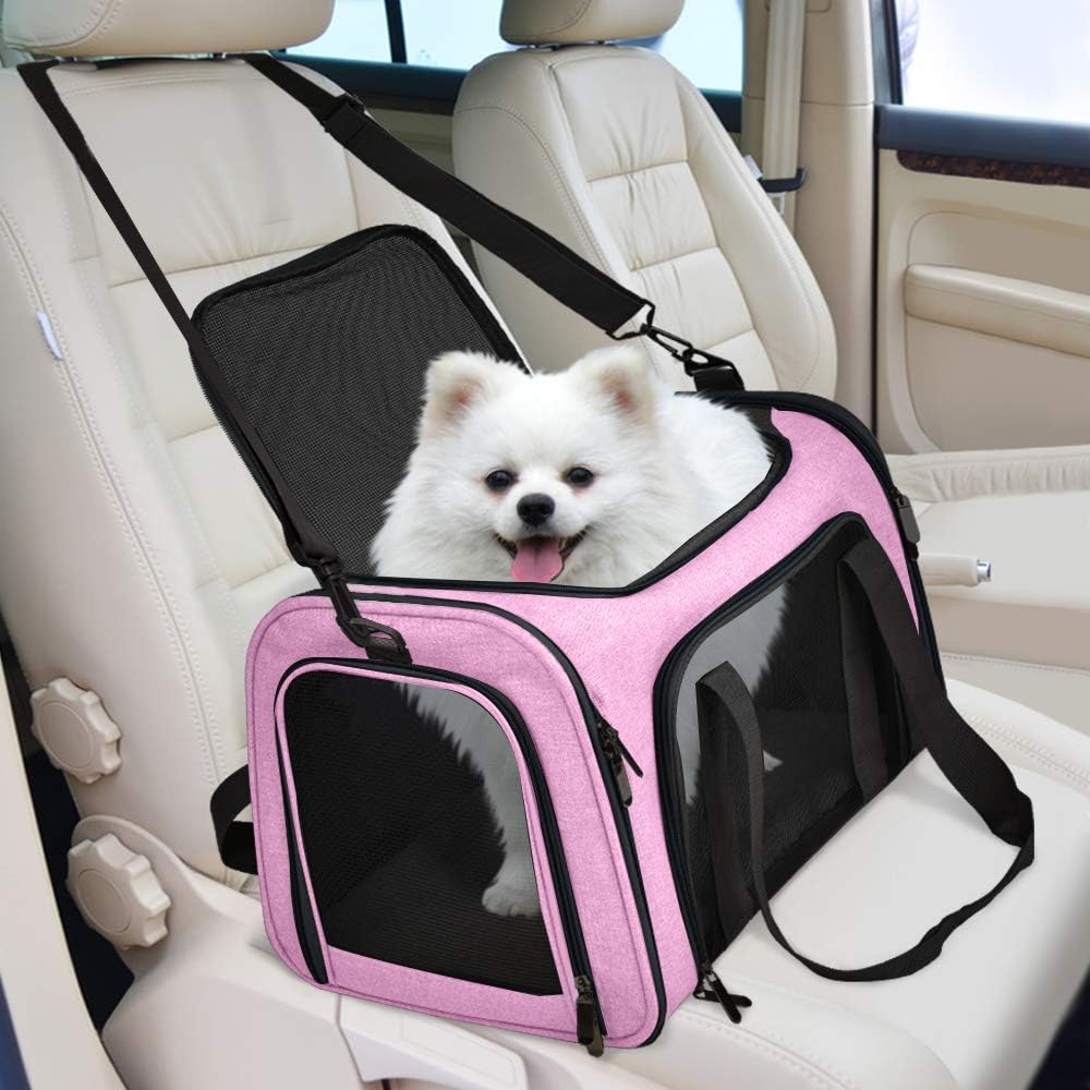 Cat Carriers Dog Carrier Pet Carrier for Small / Medium Cats Dogs Puppies (Up To 15lbs), TSA Airline Approved Small Dog Carrier Soft Sided, Collapsible Waterproof Travel Puppy Carrier -Black