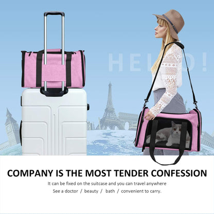 Cat Carriers Dog Carrier Pet Carrier for Small / Medium Cats Dogs Puppies (Up To 15lbs), TSA Airline Approved Small Dog Carrier Soft Sided, Collapsible Waterproof Travel Puppy Carrier -Black