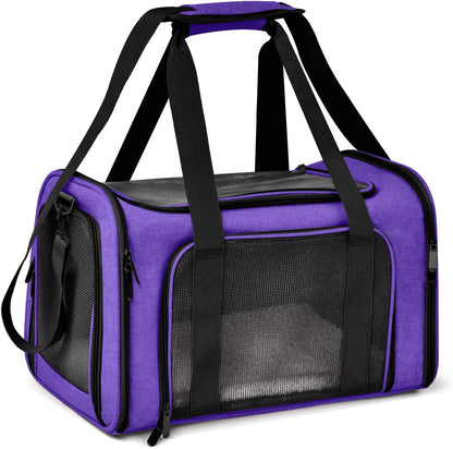 Cat Carriers Dog Carrier Pet Carrier for Small / Medium Cats Dogs Puppies (Up To 15lbs), TSA Airline Approved Small Dog Carrier Soft Sided, Collapsible Waterproof Travel Puppy Carrier -Black