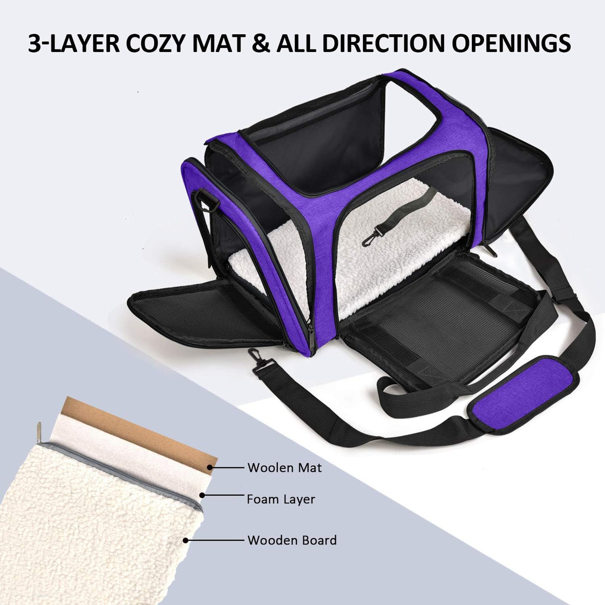Cat Carriers Dog Carrier Pet Carrier for Small / Medium Cats Dogs Puppies (Up To 15lbs), TSA Airline Approved Small Dog Carrier Soft Sided, Collapsible Waterproof Travel Puppy Carrier -Black